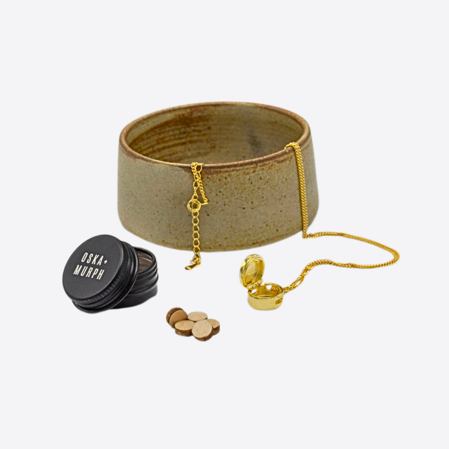 O+M Sterling Silver Locket in GOLD